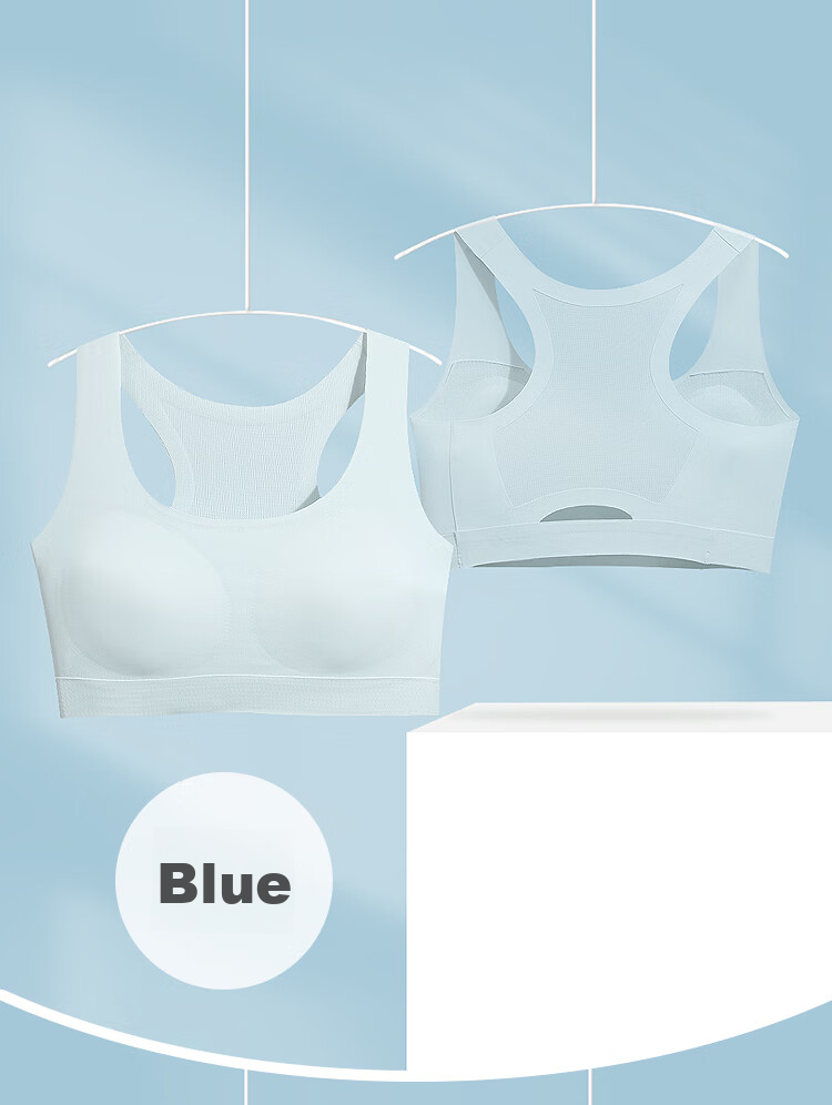 Hodohome Girls' Underwear, Puberty Stage Two Mesh Breathable Bra, Seamless Wireless Vest, 026 Blue B85 14
