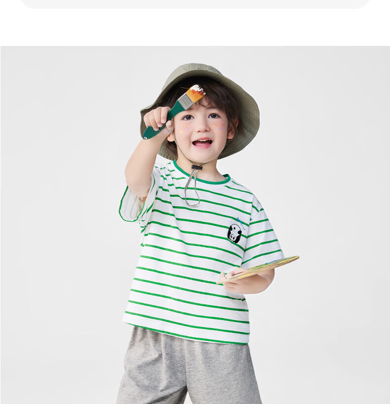Minimumuwu Children's Short-Sleeve Outfit, Summer 2026 New Style, Boys' Pure Cotton Top, Girls' Round Neck Short-Sleeve Shorts Set 4