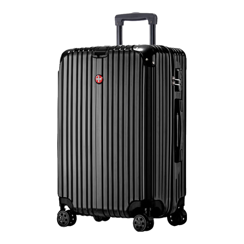 CROSSGEAR Swiss Cross Medal 24-Inch Trolley Suitcase Large Capacity Travel Luggage Check-In Case Business Trip Luggage for Men And Women with Password Lock Leather Suitcase
