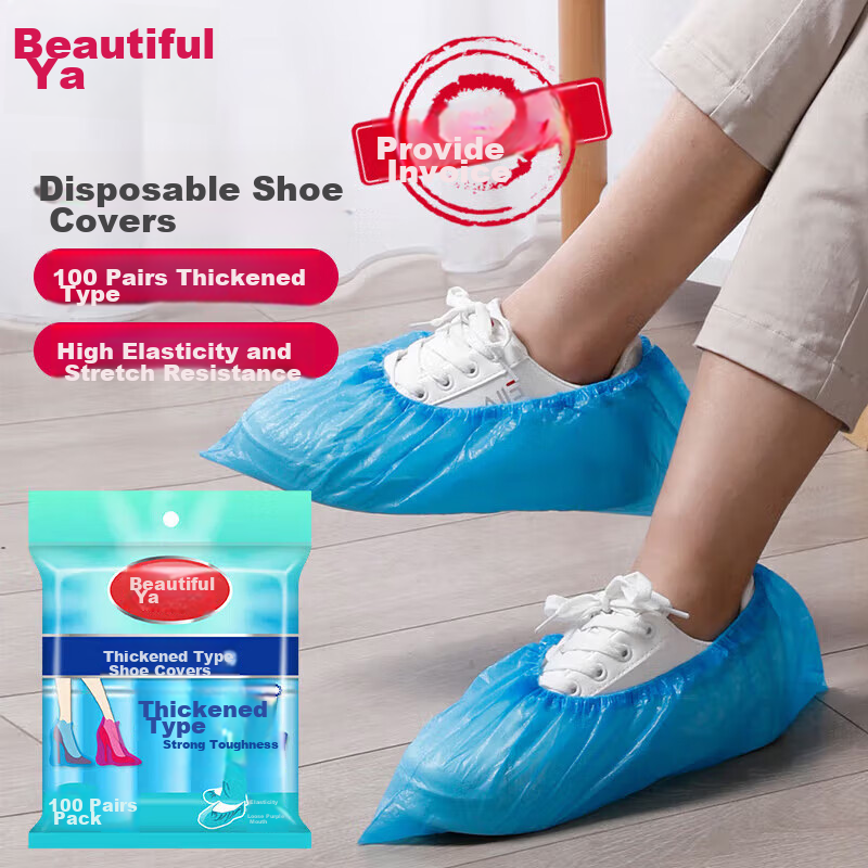 MARYYA Disposable Shoe Covers, Thickened, 100 Pieces, for Indoor Computer Rooms, Factories, Sample Rooms, Home Use, Plastic Waterproof And Dustproof Foot Covers