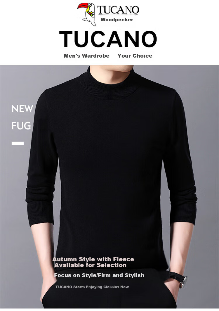 TUCANO Mock Neck Sweater for Men, Fashionable Simple Knit Pullover, Comfortable Warm Versatile Men's Top Base Layer, White L 1