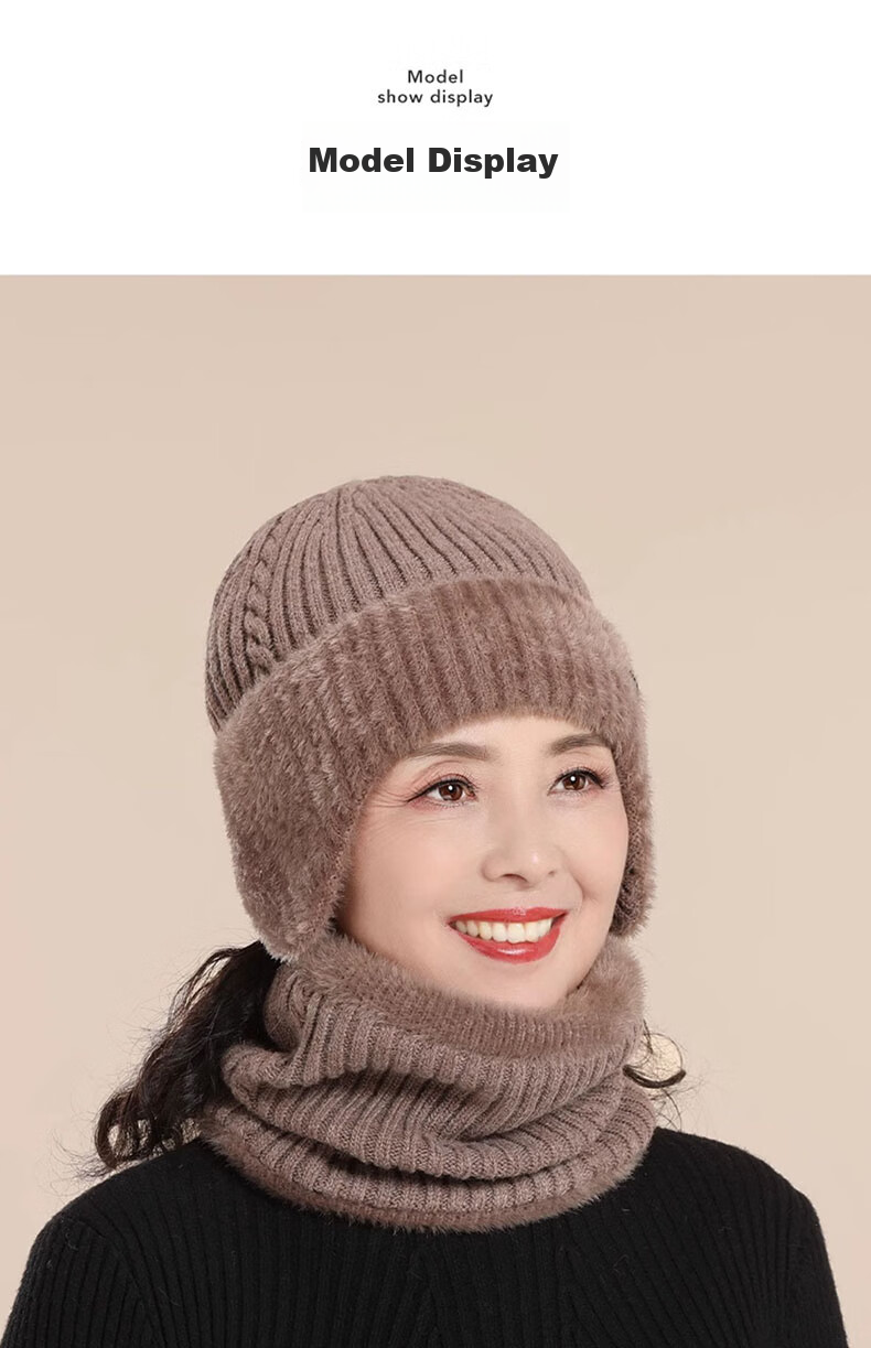 Hengyuanxiang Wool Hat for Women, Autumn And Winter Warmth, Middle-Aged And Elderly Wool Knitted Hat, Thickened, Birthday Gift for Mom Or Grandma 15