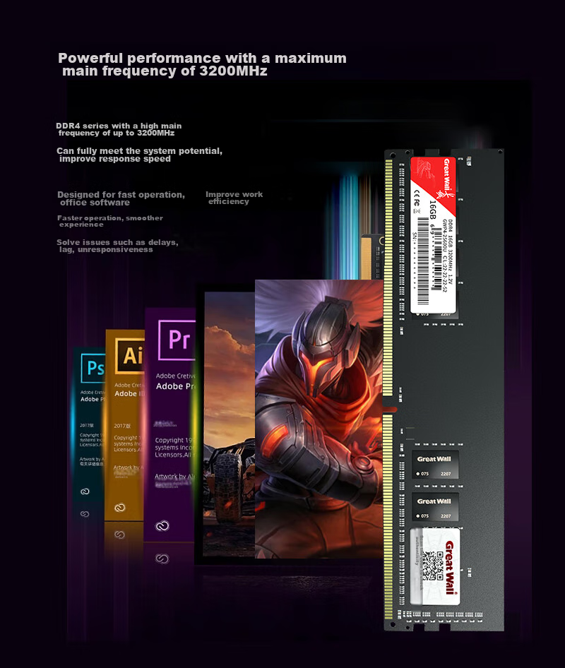 Great Wall 8GB DDR4 3200MHz Desktop Computer Memory Module, Puzhao Series 4
