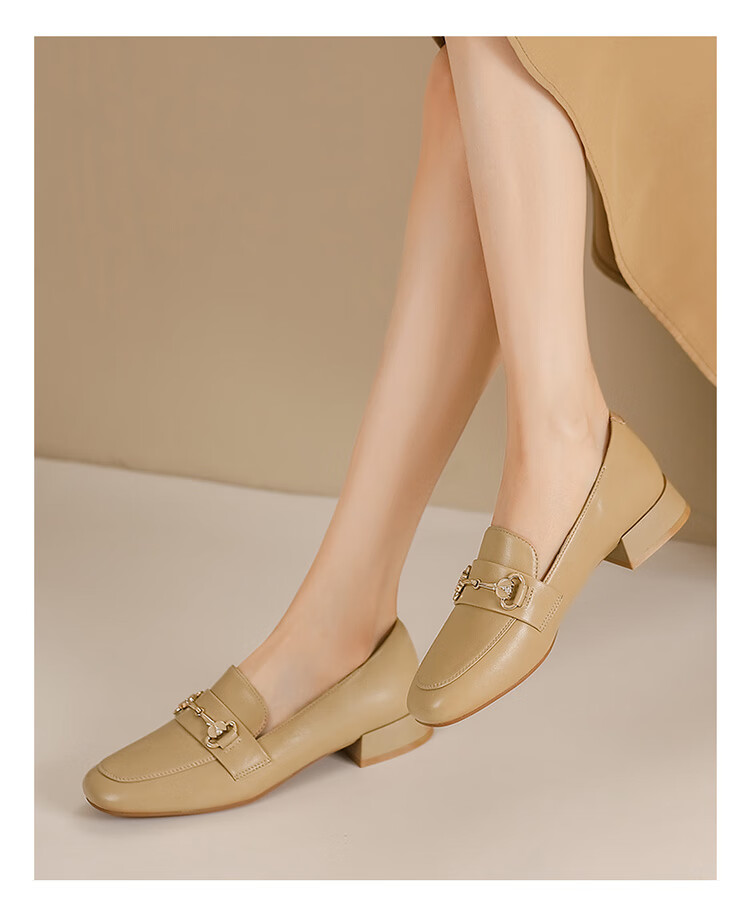 Dusto Low-Heel Women's Shoes, 2026 New Spring Style, Soft-Soled Work Shoes, Black Slip-On Loafers, Small Leather Shoes 6