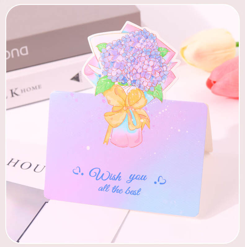BOJIAO Handwritten 3D Bouquet Greeting Card Creative Small Card for Mother's Day Birthday Valentine's Day Confession Teacher's Day Gift High-End Message Card 10