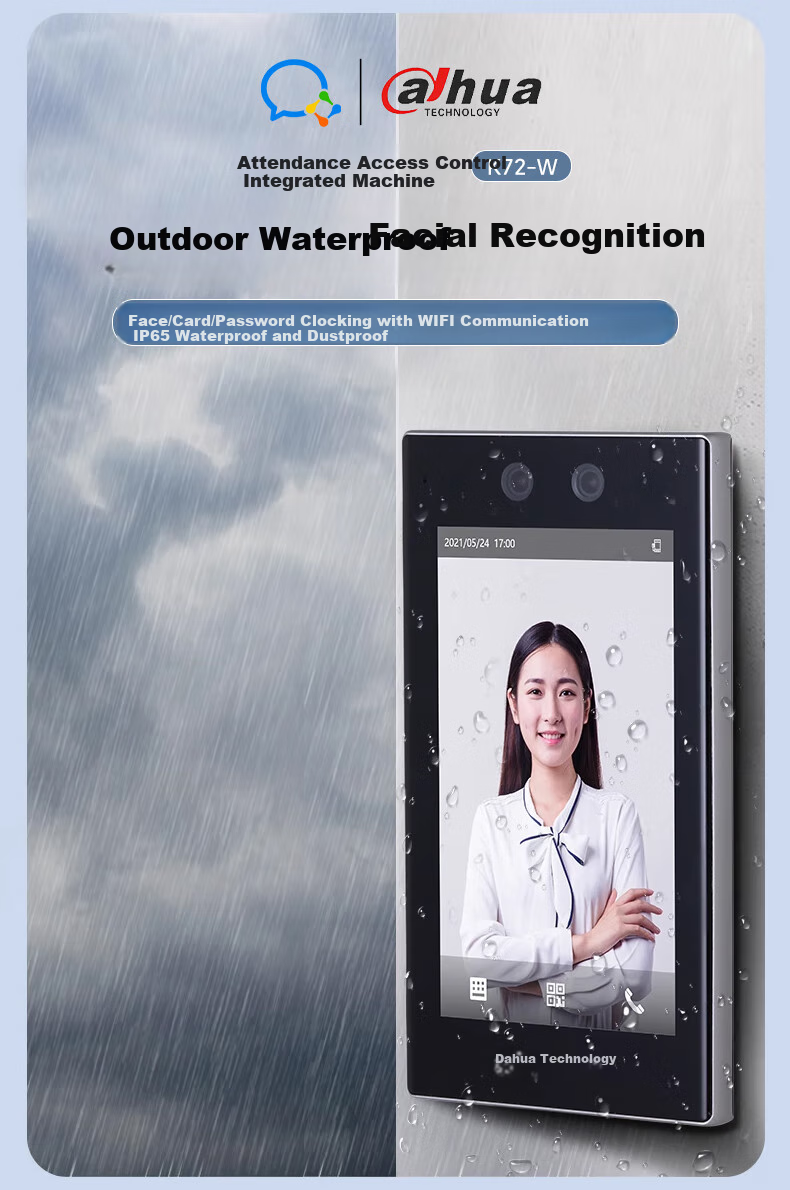 Dahua Facial Recognition Access Control All-In Machine, Enterprise WeChat Co-Branded Time Clock, 7-Inch Touchscreen, Company Face And Card Attendance Machine, Outdoor Waterproof Turnstile K72-W 2