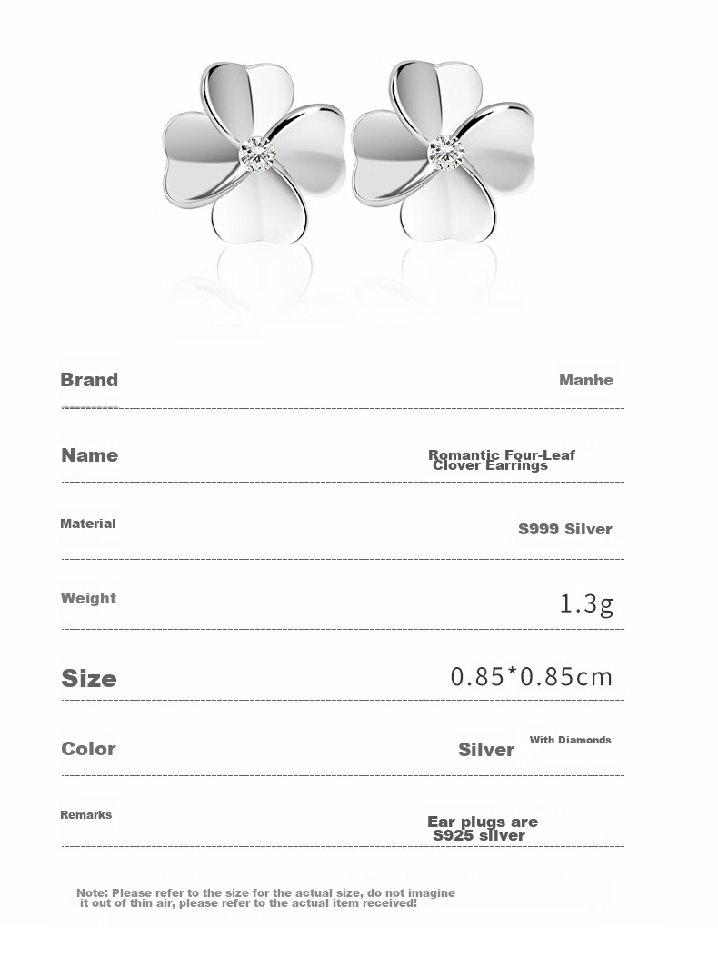 MANHE S999 Sterling Silver Four-Leaf Clover Stud Earrings for Women, New 2026 Style Earrings, Birthday Gift for Girls And Friends 10