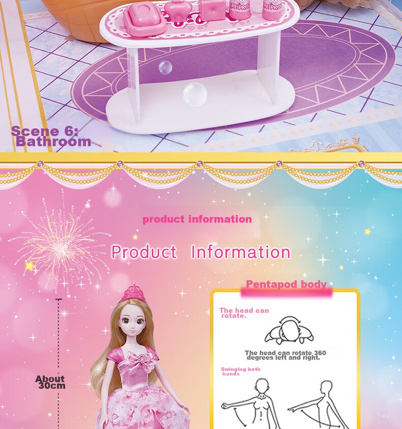 Anlili Children's Toy, Girl's Gift, Dress-Up Doll, Pretend Play, Barbie Dream House, Birthday Present 12
