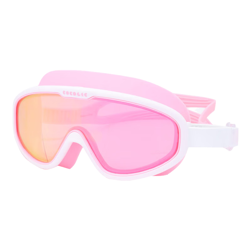 COCOLIC Children's Large Frame Coated Swimming Goggles, Waterproof And Anti-Fog, for Boys And Girls Aged 3-12, CO-9100 Cotton Candy Pink