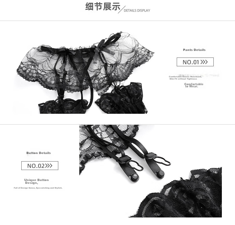 LangSha Garter Stockings for Women, 2 Pairs, Sexy And Seductive, Crotchless Thigh-High Stockings, Lace Hollow Pantyhose 15