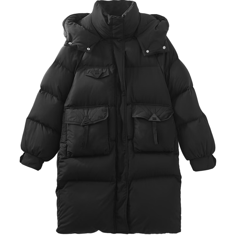 Dme [Light Life] Winter 50D Cotton-Feel Faux Memory Duck down Large Patch Pocket Petite Women's down Jacket Coat
