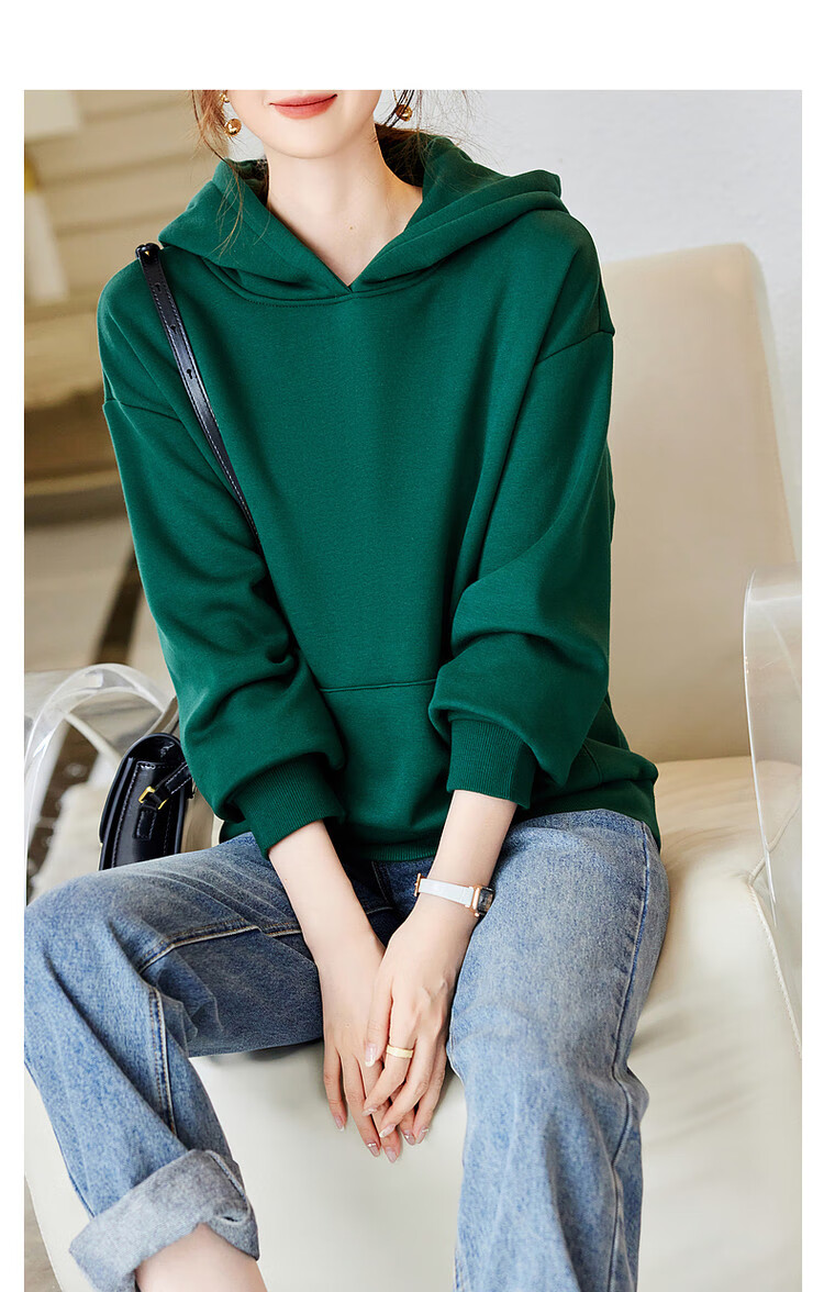 Dme [Hooded Commuter] Winter Fashion Fleece-Lined Drop Shoulder Long Sleeve Pocket Commuter Sweatshirt for Women, Linen Gray, M 36