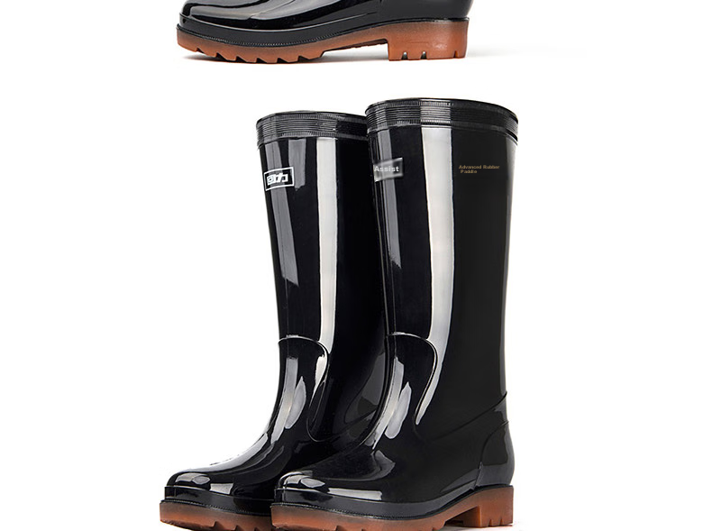 Warrior Men's Mid-High Rain Boots, Adult Waterproof Shoes, Kitchen Shoes, Rubber Boots, Overshoes, 8857 Black, Size 41 15