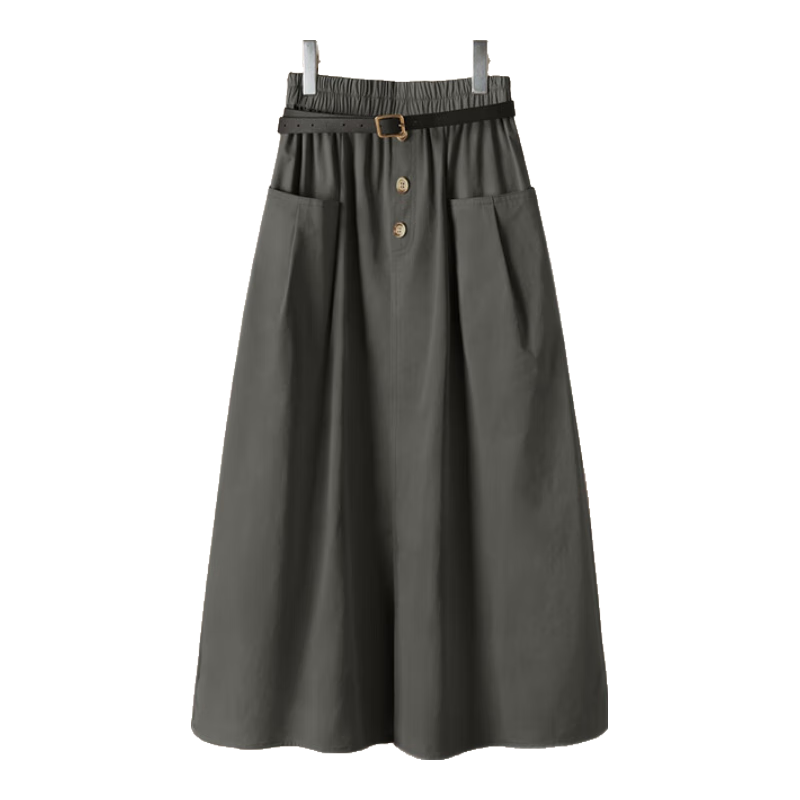 Tachi Loose Skirt, 2026 Spring New Women's Fashion, Elastic Waist, Large Pockets, Mid-Length Skirt