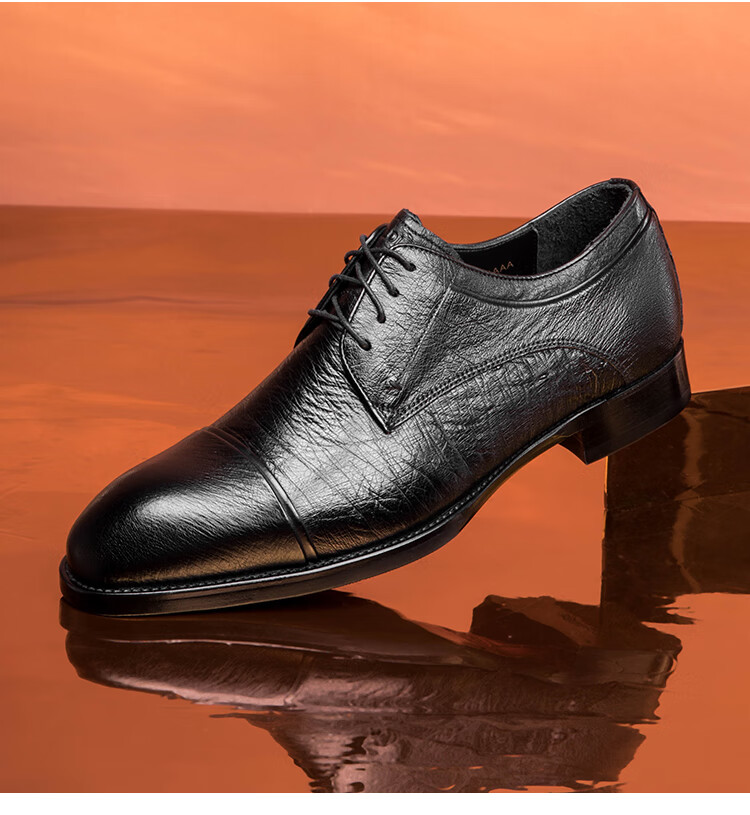 Goldlion Men's Derby Shoes, Business Formal Shoes, Fashionable And Comfortable Leather Shoes G521330304AAA Black Size 39 13