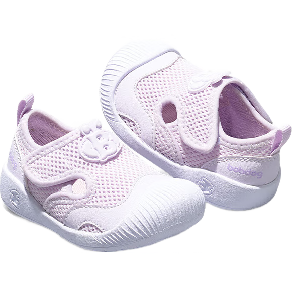BOBDOG Children's Shoes, Baby Walking Sandals, Hollow Breathable Mesh, Soft Sole, Non-Slip, Boys And Girls Sneakers, Shell Purple, Size 26