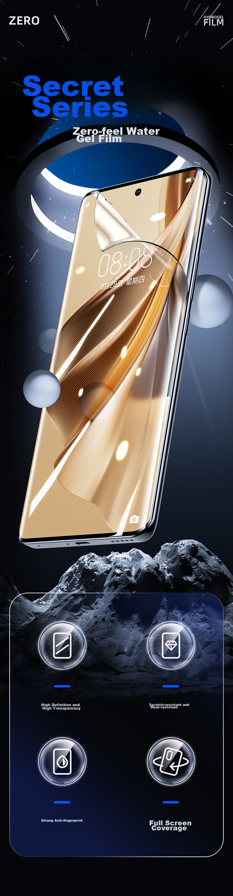 Yisika [Full Screen Nano 2 Pieces] Hydrogel Soft Film for OPPO Reno11, Compatible with Reno10/Zhenmei11pro/10pro/+ Phones, Non-Tempered Anti-Fingerprint JM731 1