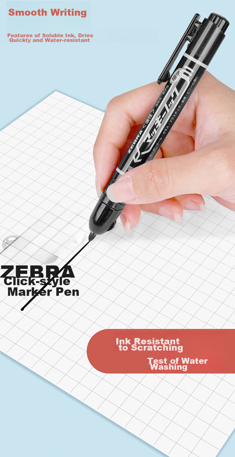 ZEBRA Retractable Marker Pen, Oil-Based Colored Marker/logistics Chalky Pen/signature Pen P-YYSS6 Red 5