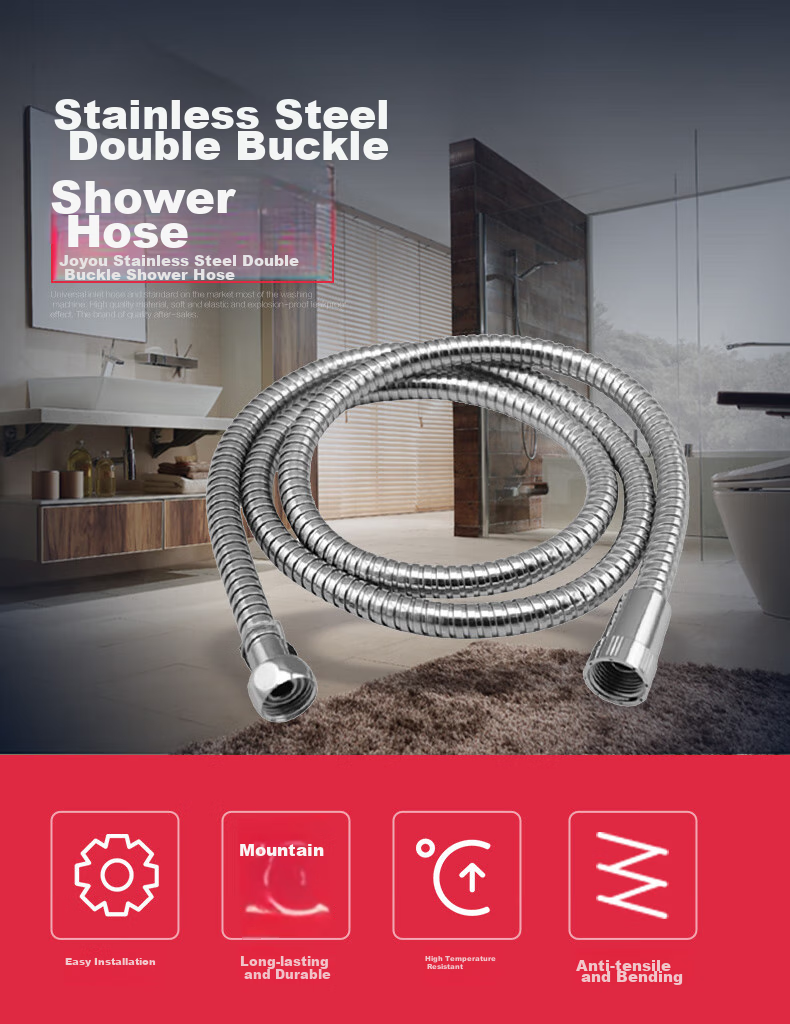 JOMOO Stainless Steel Braided Hose, Shower Hose with Double Clamps, High Temperature Resistant Shower Head Hose, 2 Meters, H2101 5