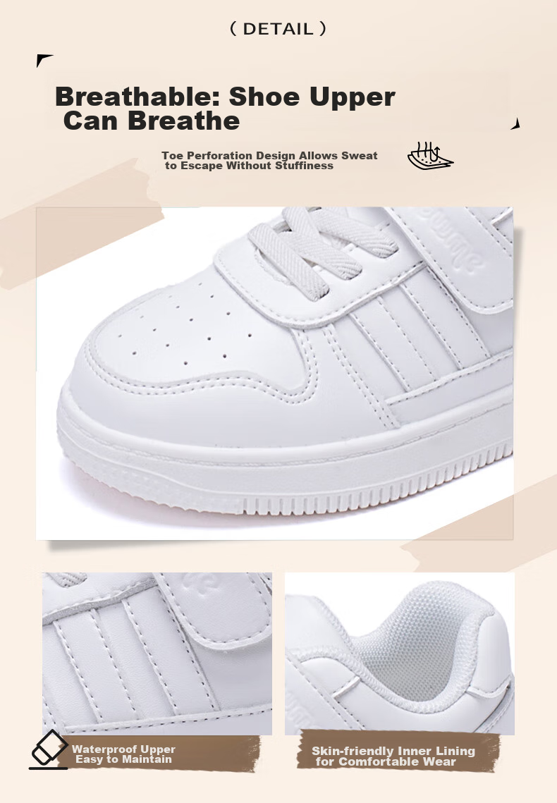Follow Me Boys And Girls Sports White Sneakers Children's School Campus Shoes Spring Autumn Fashion Breathable Performance Casual Shoes Xueyuanbai 37 3