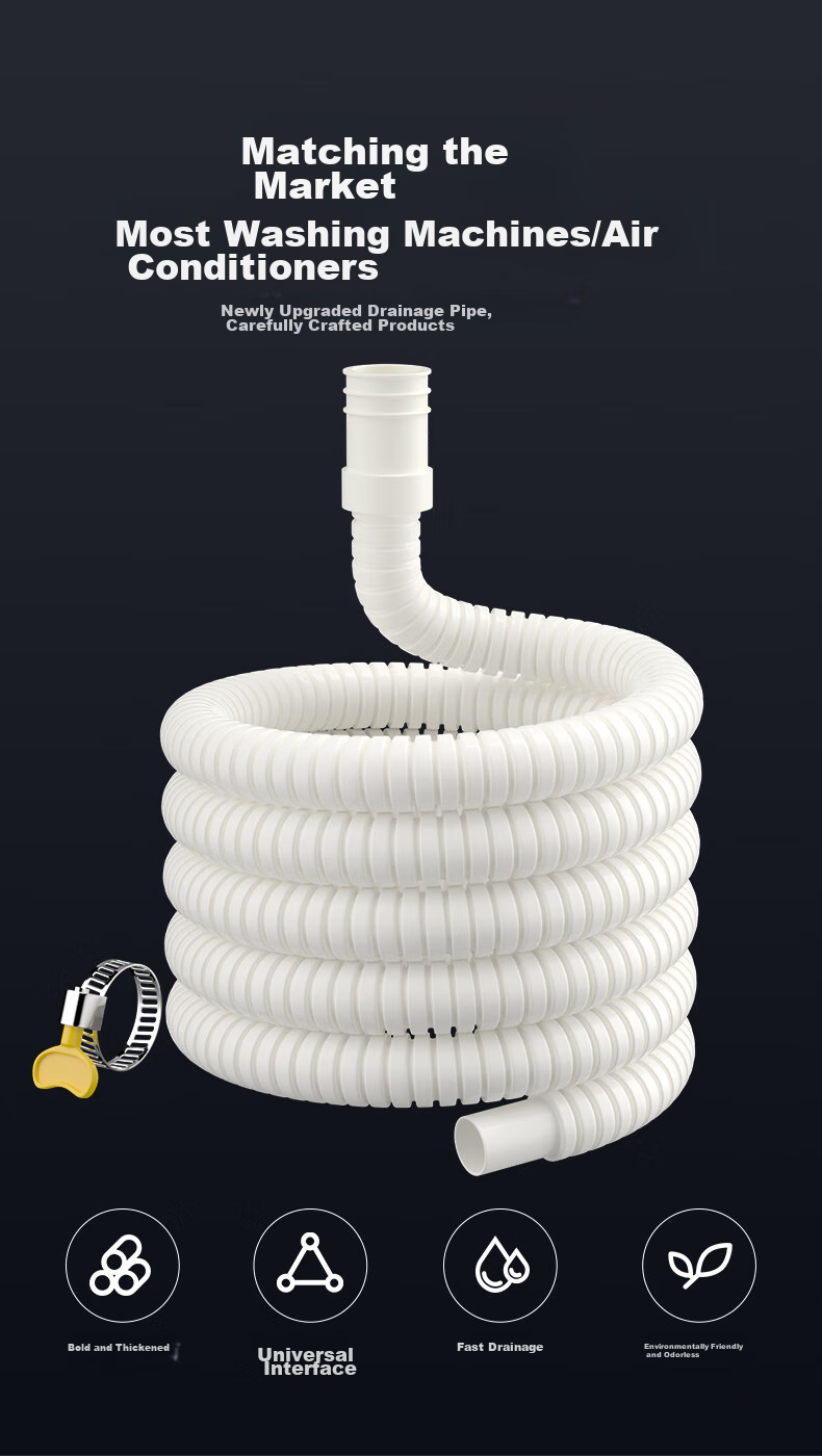Muvi Air Conditioner Drainage Pipe Extension Tube, Anti-Aging Outdoor Unit Condensation Drip Water Hose Drainage Pipe, 2 Meters 2