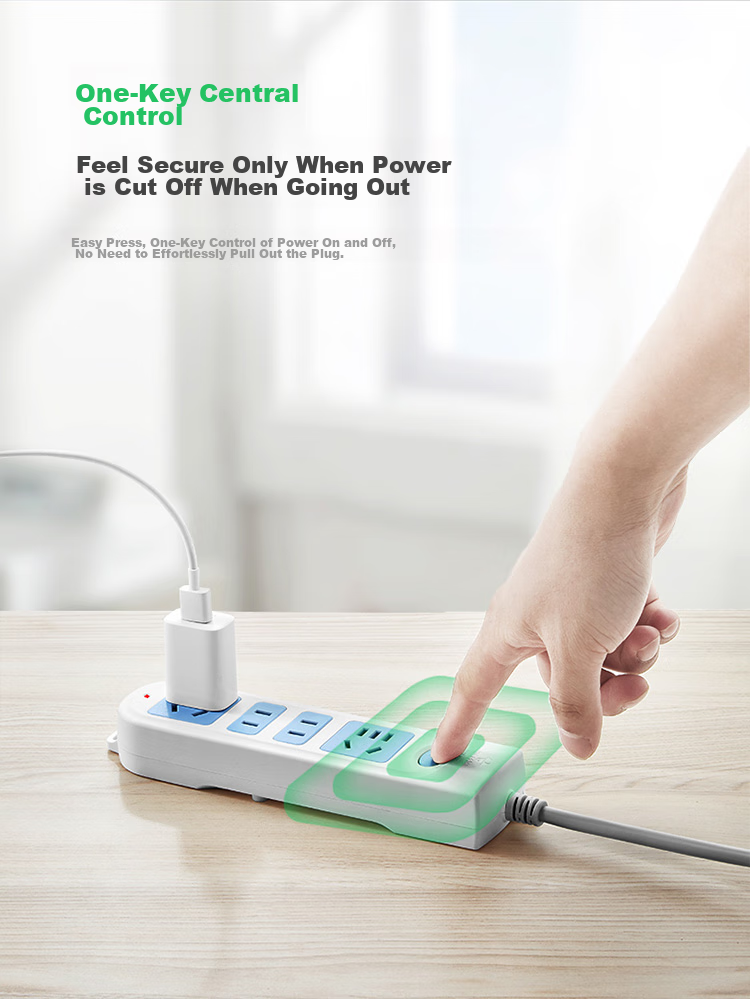 BULL Power Strip/Extension Cord/Power Bar/Outlet Strip/Power Board/Cable Reel GN-607 4 Outlets with Master Switch, 4 Meters Long 6