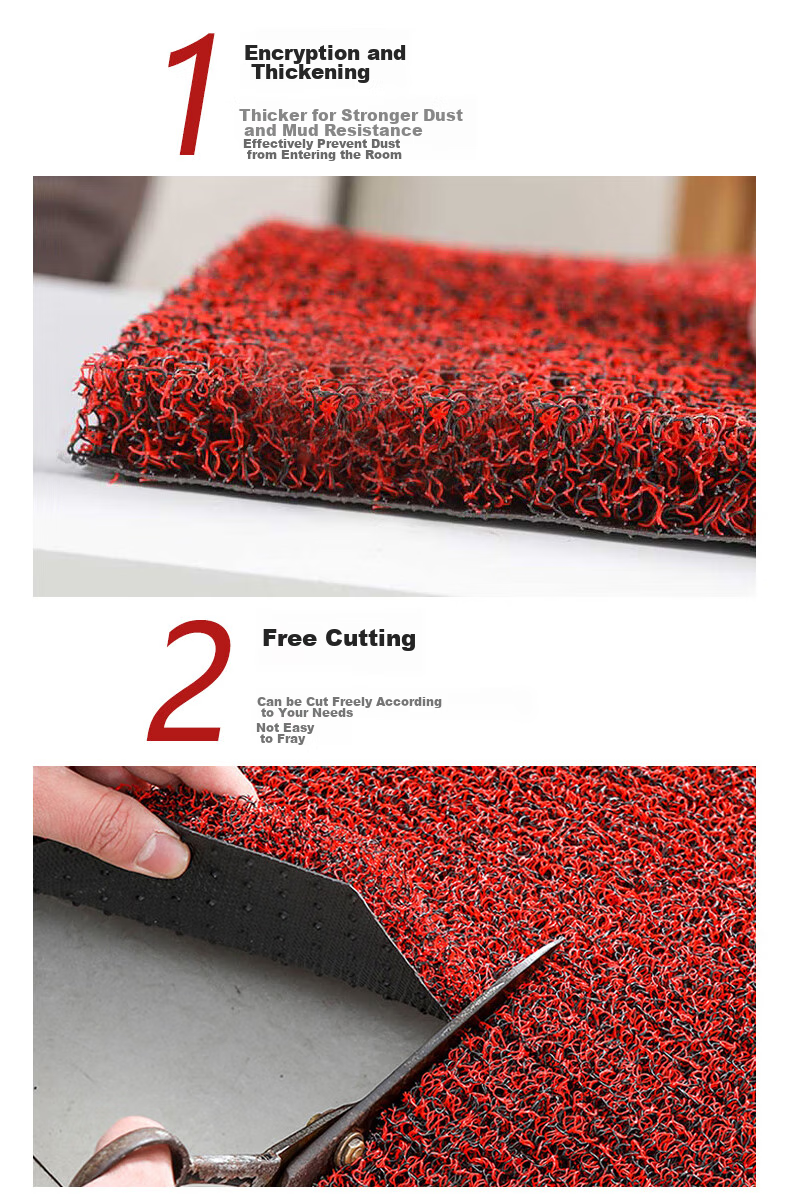 DIYIN Entrance Door Mat, Doormat, Loop Mat, Entrance Foot Mat, Non-Slip Mat, Thickened Black And Red, 60*90cm 8