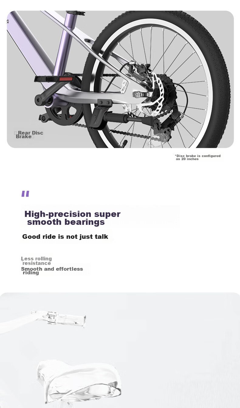 KinderKraft Children's Bicycle for Ages 4-6 Student Single Bike Mountain Bike Gift for Boys And Girls, 18-Inch Purple 16