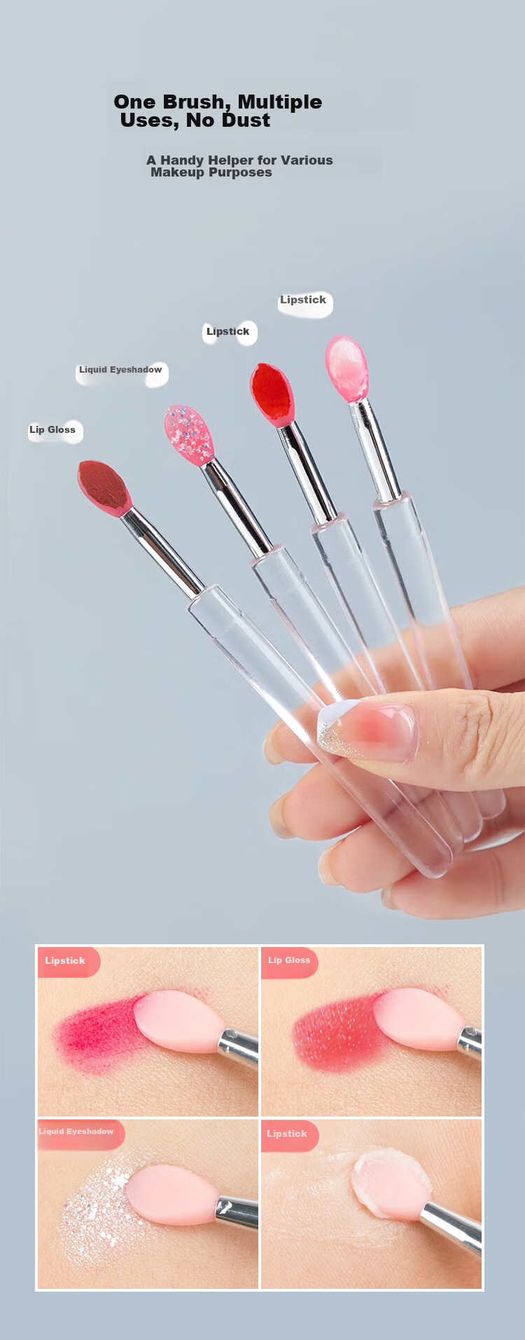 Meifuyu Silicone Lip Brush, 3 Pieces with Lid, Portable Lip Mask Brush, Lipstick Scoop, Application Stick, Lipstick Brush, Makeup Brush MF8314 7