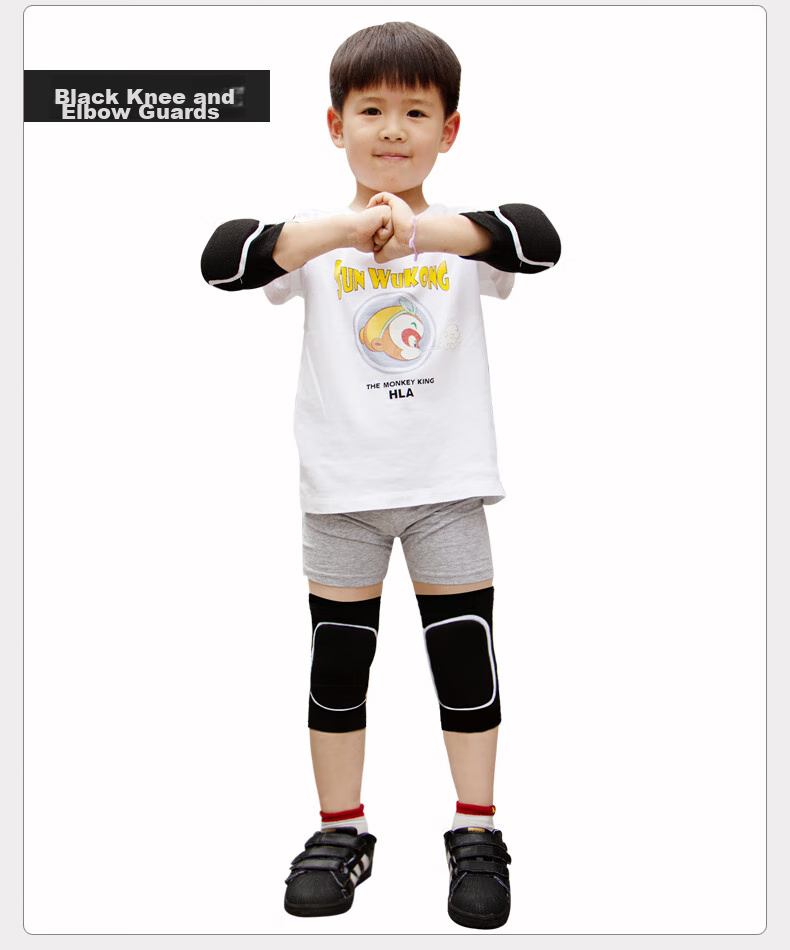 Chidong Children's Knee And Elbow Pads Set, Kids Basketball Thick Foam Dance Anti-Collision Kneeling Knee Protectors, Black, 4 Pieces, Size M 11