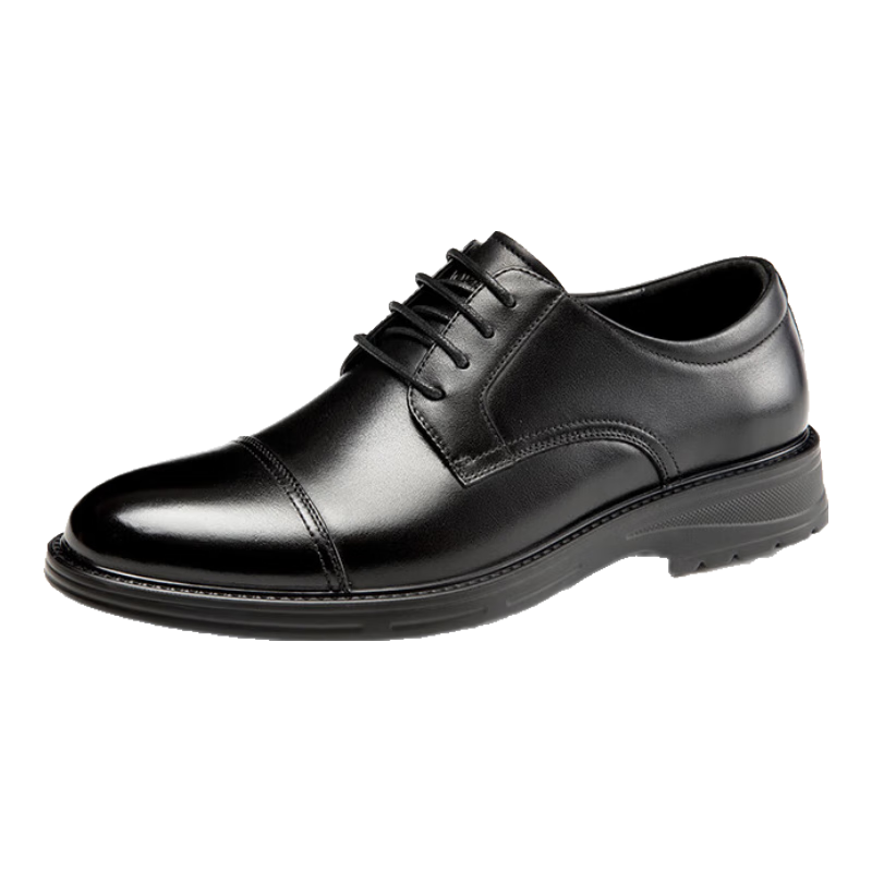 Aokang Business Formal Commuter Derby Shoes, Cowhide Comfortable Three-Joint Leather Shoes for Men, Black, Size 43