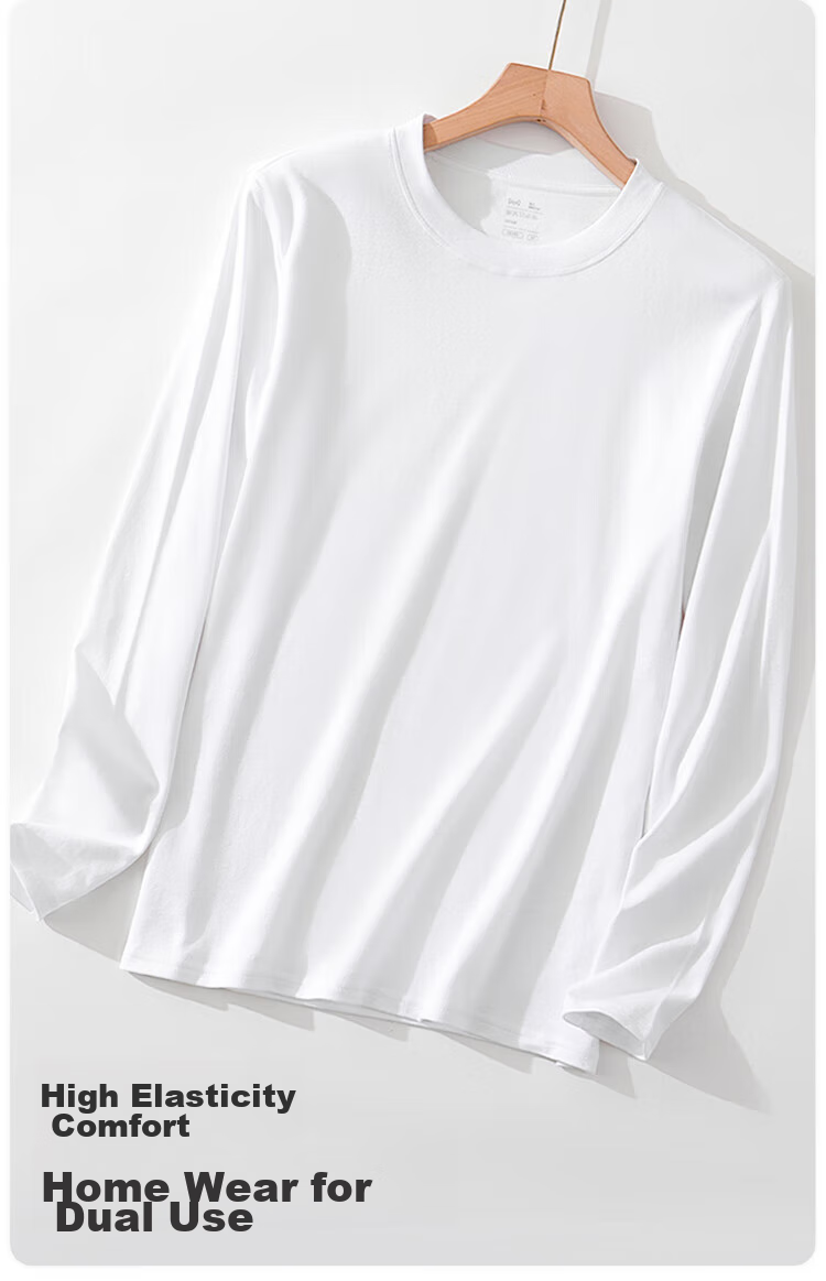 MiiOW Pure Cotton Long-Sleeve T-Shirt for Women, Spring And Autumn Warm Inner Layer, Loose Round Neck Undershirt, Casual Comfortable Top, Women's Autumn Wear 10