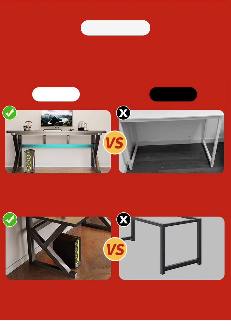 Huakaizhixing Computer Desk, Desktop Home Gaming Simple Desk, Office Desk, Study Table, Game Table BGZ723, 1 Meter Black 2
