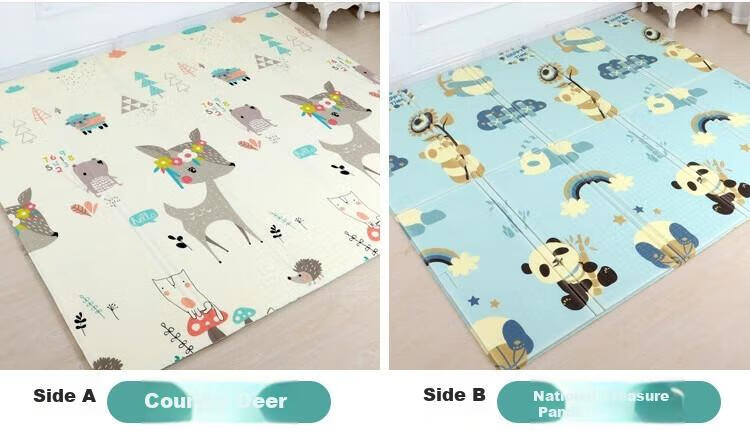 JOYNCLEON Crawling Mat, Baby Cartoon Play Mat, Infant Thickened Living Room Foldable Double-Sided Carpet, Jwj32985 10