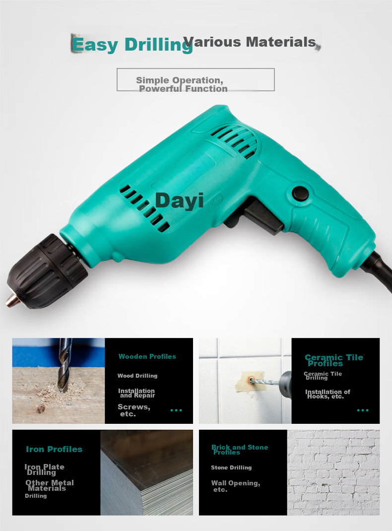 Dayi Electric Drill PED01-10, Multi-Functional Household Power Screwdriver, Electric Gun Drill, Power Tool 3