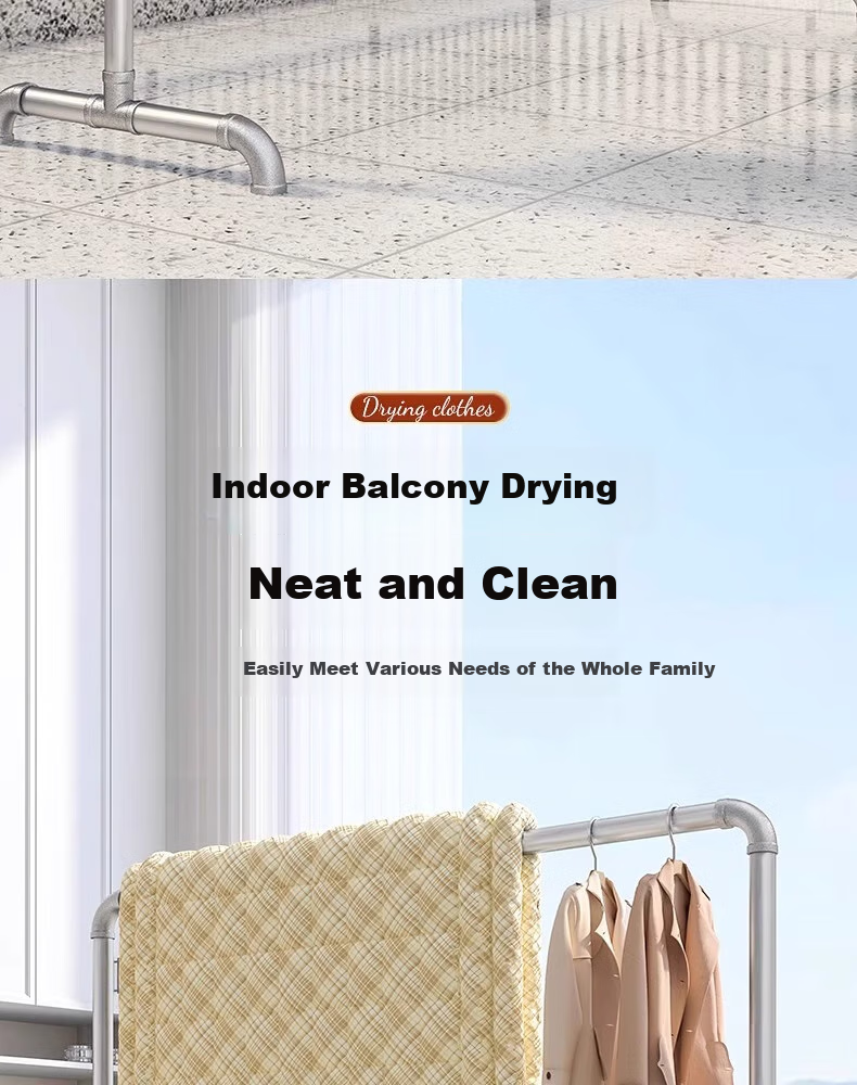 Baoyouni Floor-Standing Clothes Drying Rack with Water Pipe, Customizable Hanger for Indoor And Balcony Use, Detachable Thickened Steel Pipe, 32 Tubes 11