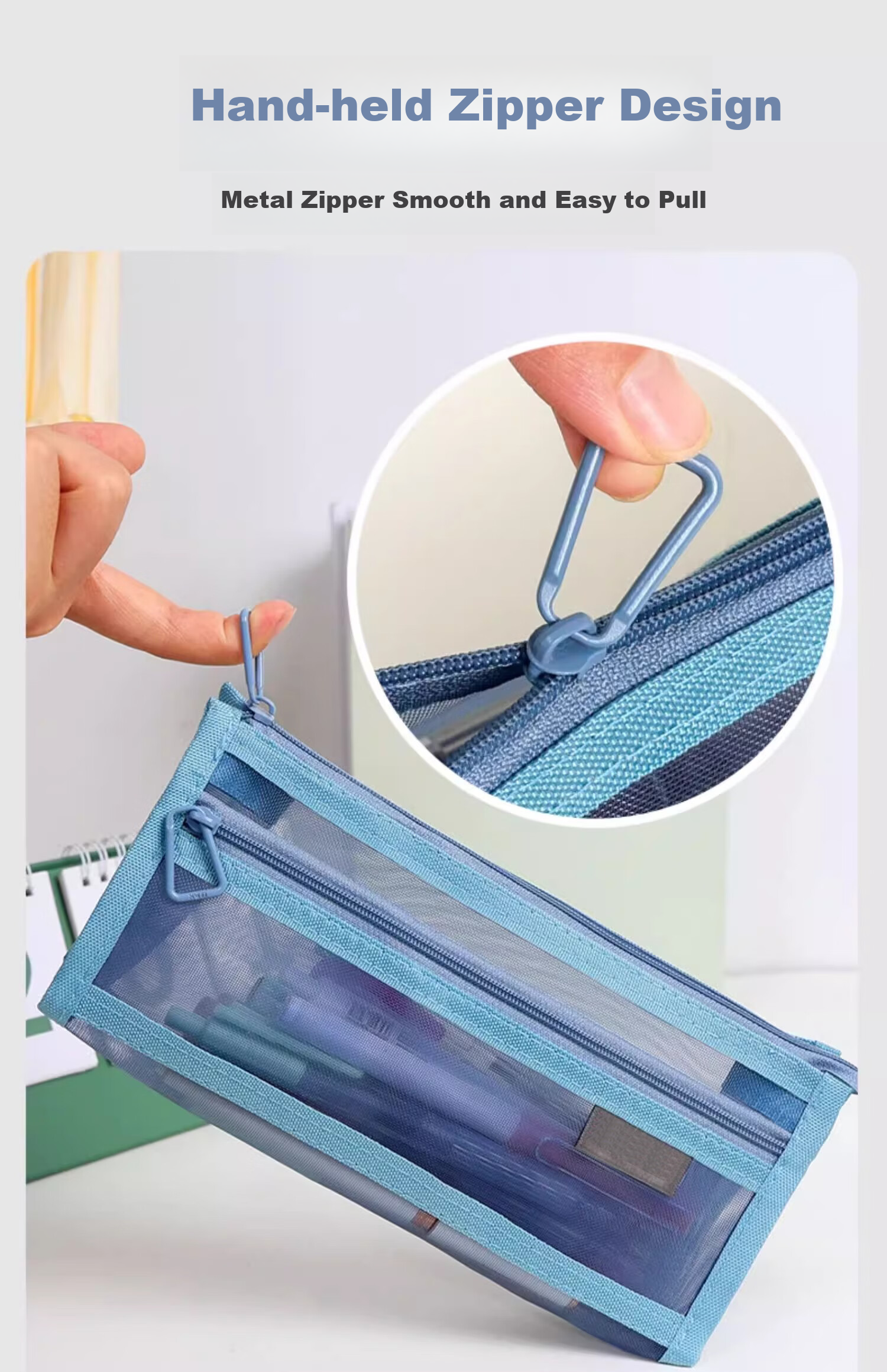 Mingyu Transparent Mesh Pencil Case for Middle School Entrance Exam, Double-Layered Transparent Stationery Box for Primary And Secondary School Students, Aesthetically Pleasing Simple Pencil Case for Boys And Girls, Avocado Gree 12