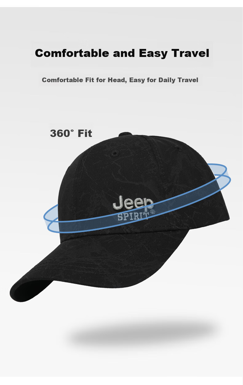 JEEP Men's Fashionable Baseball Cap, Versatile for All Seasons, Duck Tongue Hat, Sun Visor Cap for Men And Women, A0752 7