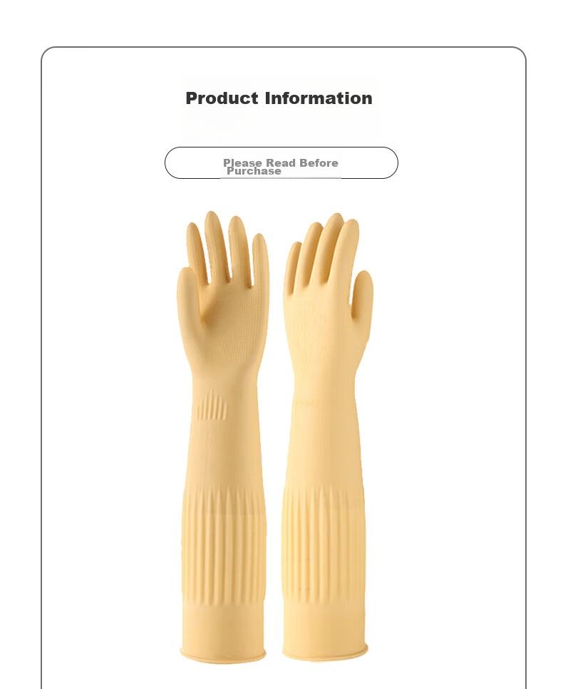 Dongfanghong 45CM Extended Protective Gloves, Thickened Rubber Latex, Waterproof Rubber, Protective, Cold-Resistant, Cleaning, Size L/red, 10 Pairs 1