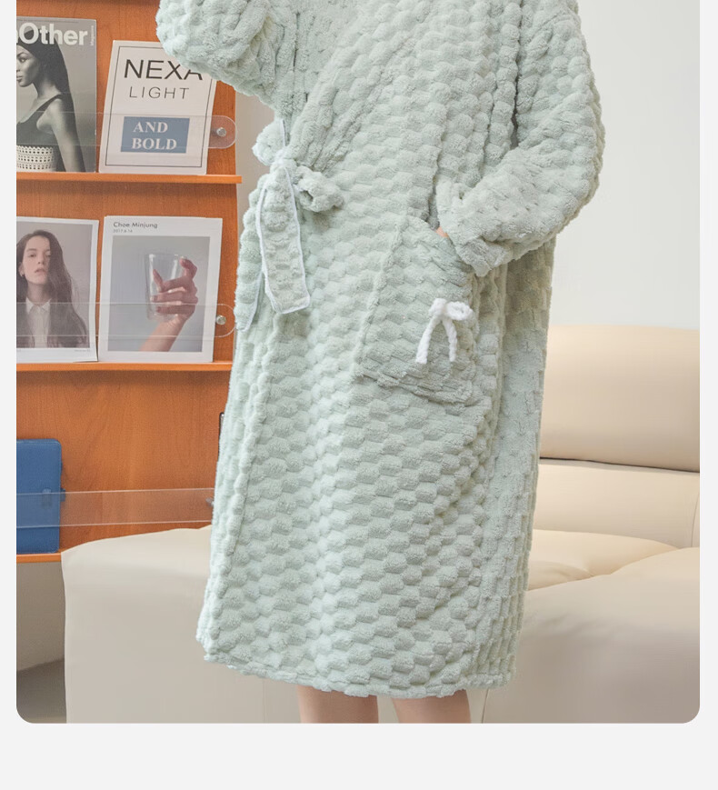 Fan Ye Home Cloud Pattern Wearable Coral Fleece Bathrobe Absorbent Thickened Long Sleeve Breathable Summer Bath Towel Skirt for Women 9