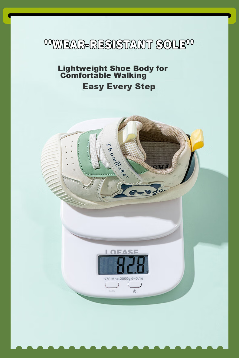 ThomBaker Baby Walking Shoes, Spring New Style, Non-Slip Soft Sole, Breathable Children's Functional Shoes for Boys And Girls, Beige Panda 17 8