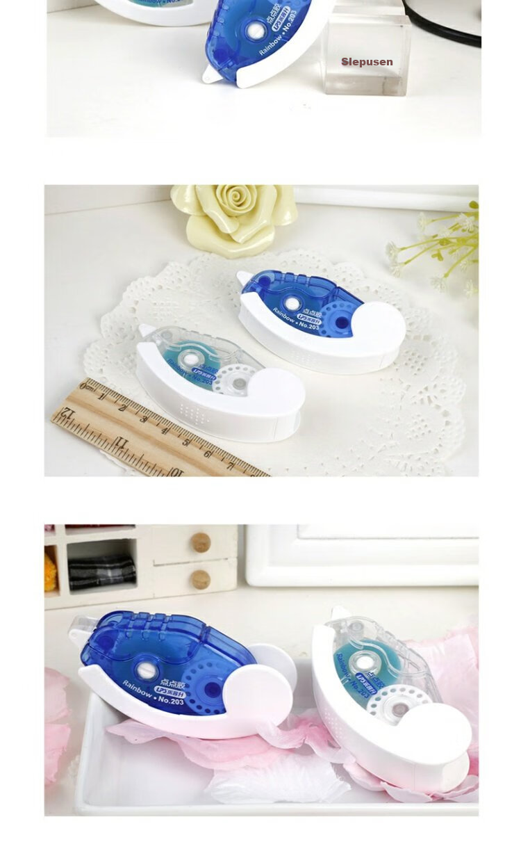 Lepusheng Double-Sided Tape for Journaling, Student Correction Tape, Strong Adhesive Fixation, High Viscosity Tape, Dotted Journaling Tape, 203 Blue 4