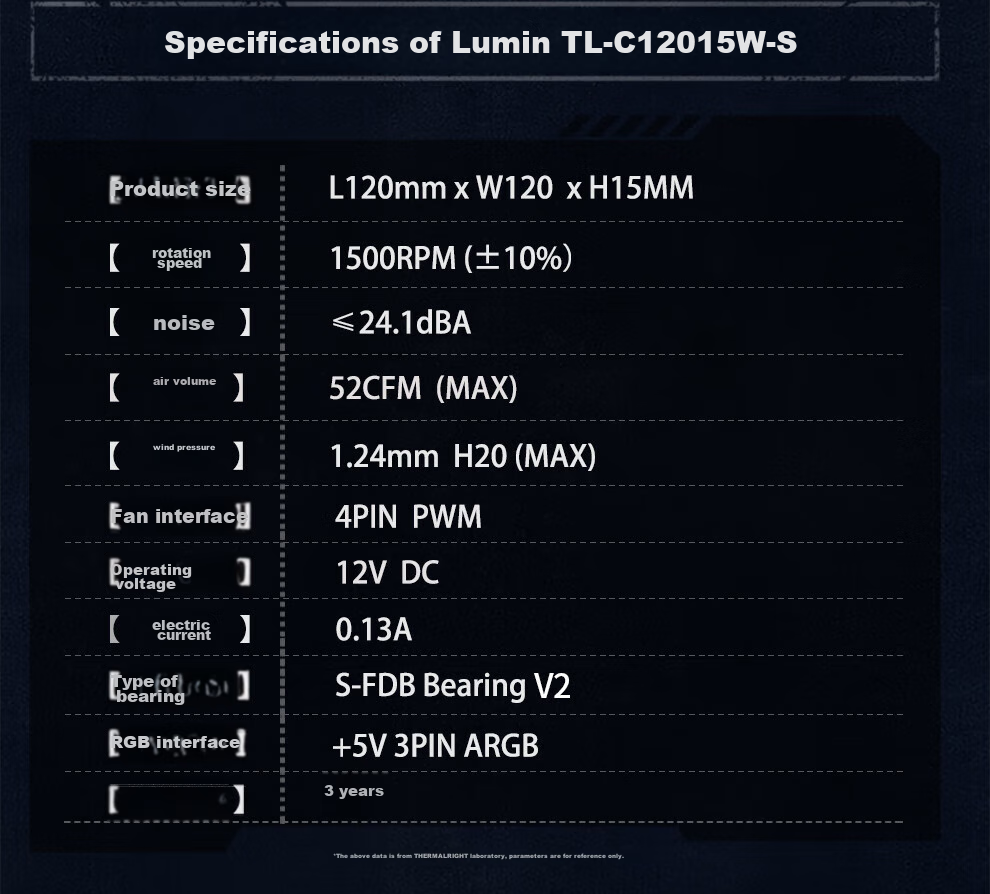 Thermalright TL-C12015W Pure White 12cm ARGB Thin Fan, 15mm Thickness, 4PIN PWM, 1500 RPM, S-FDB V2 Bearing 12