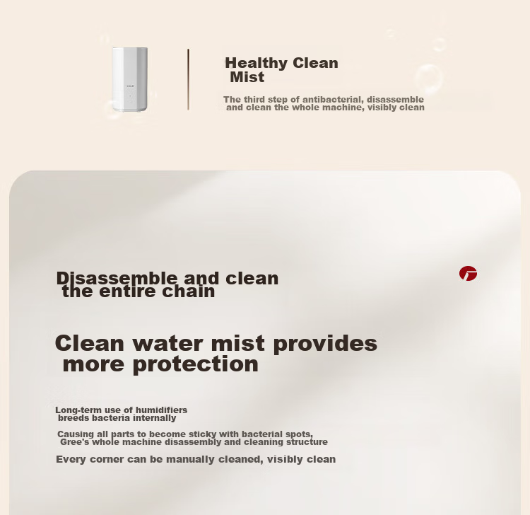 GREE Humidifier for Home, Quiet Bedroom Bedside Small Size for Mothers And Babies, Antibacterial Detachable Air Humidifier for Office Desk Floor Large Mist Output Dormitory Heating Moisturizing (X70a) 10