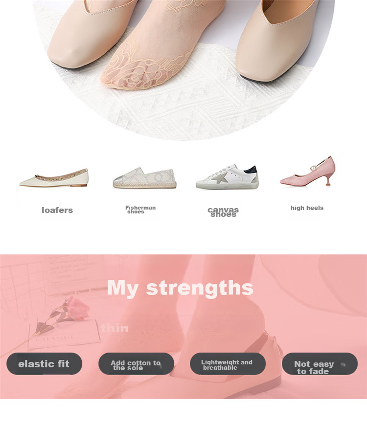 LangSha Women's Lace Stockings with Ribbons, 6 Pairs of Mesh Short Socks with Cotton Bottoms, Thin Spring And Summer Socks 5