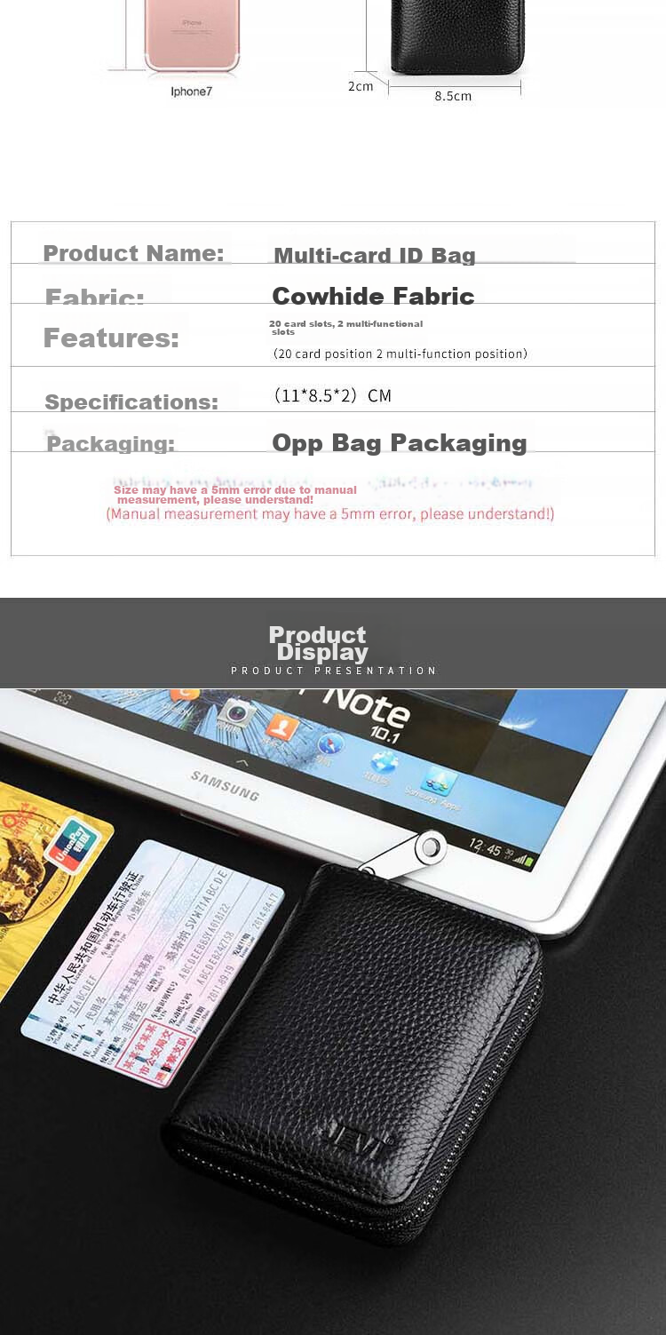 JEVI Card Holder for Men And Women, Exquisite Multi-Slot Large Capacity Ultra-Thin ID Slot Bank Card Case Anti-Magnetic Gift for Father's Day 8