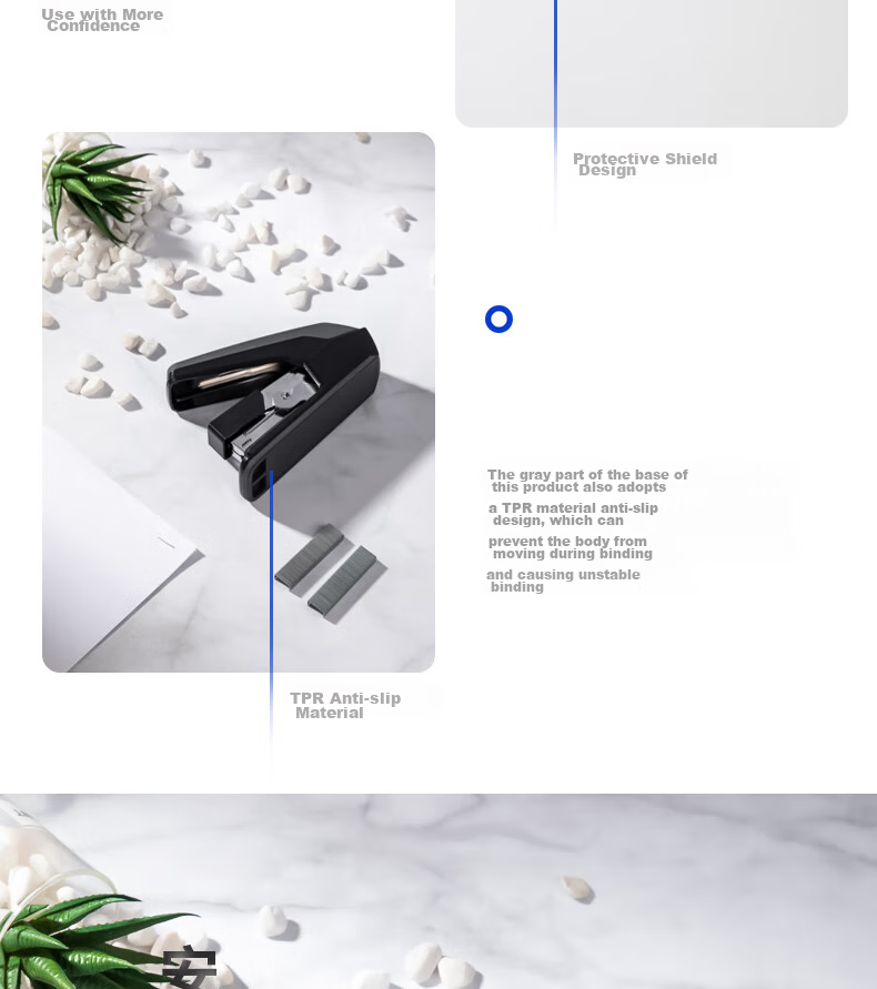 Deli Low-Force Stapler/Binders/Binders, One-Button Press, Compatible with #12 Staples, Black 0477 5