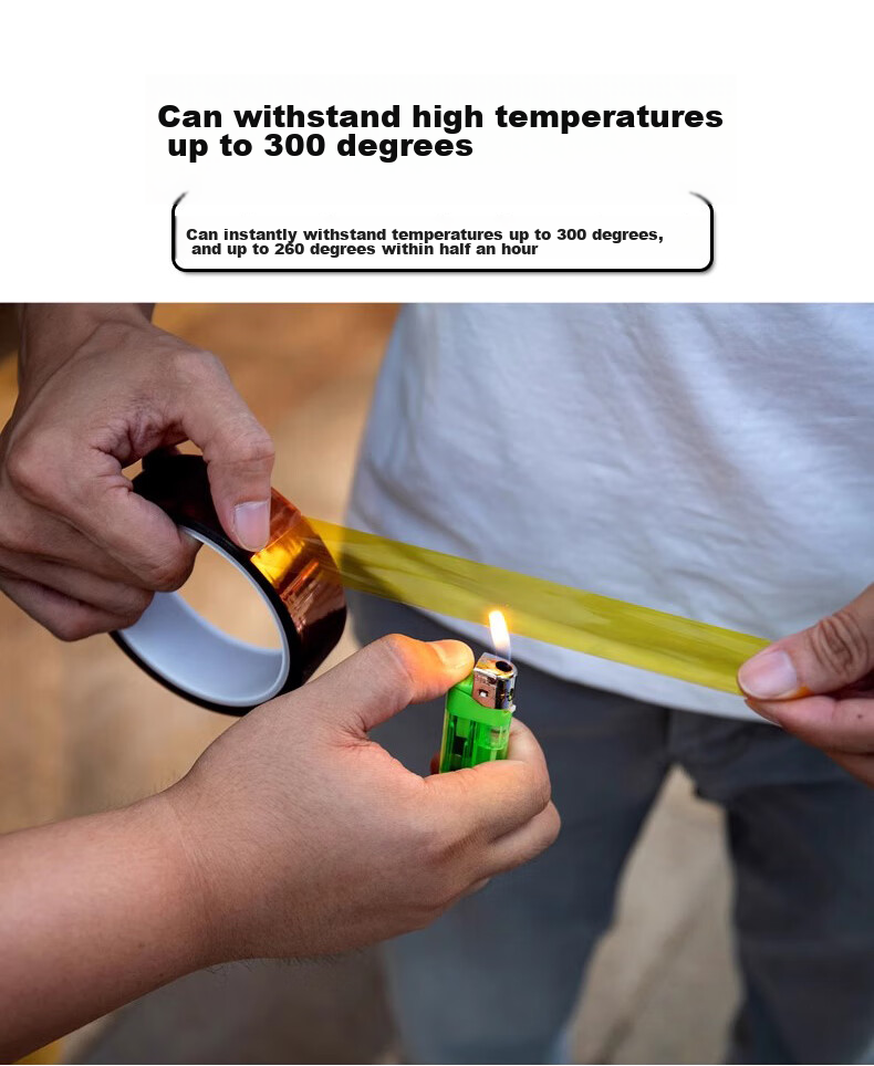 Elifo Insulation High-Temperature Resistant Tape, Golden Finger Polyimide Tape, Heat Insulation up to 300 Degrees, Golden Yellow Battery Tape, Heat-Resistant Tea-Colored Semi-Transparent Adhesive Paper, 1 Roll 10mm*33m 6