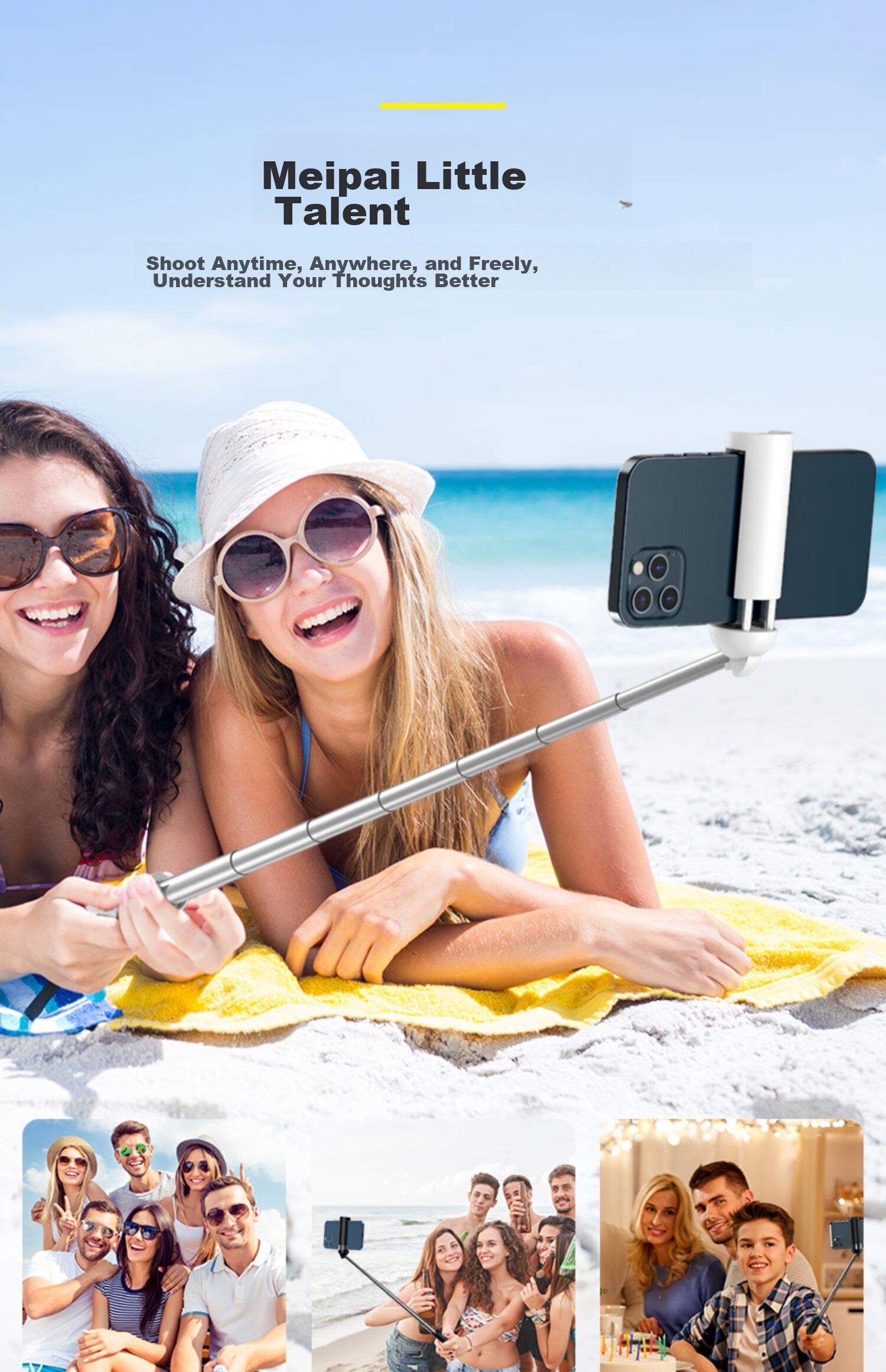 Bkayp Smartphone Selfie Stick, Handheld Mini Selfie Gadget, Portable Bluetooth Remote Control, Live Streaming And Photography Tool, Extendable Rotating Stable Anti-Shake Outdoor TikTok Video Shooting 11