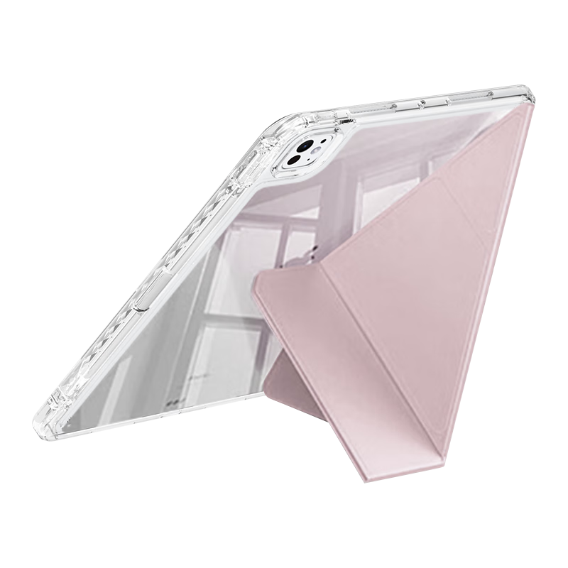 Smorss Y-Fold Magnetic Detachable Transparent Acrylic Case for iPad 10th Gen 10.9"/11th Gen 11" Tablet Pink